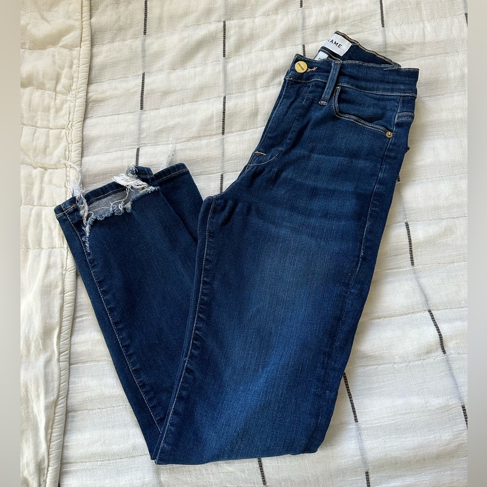 Frame Le High Straight Cobbert Rips Jeans - Picture 2 of 11
